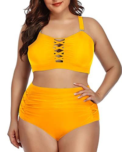 5) Deep Yellow Plus Size Two Piece Bikini