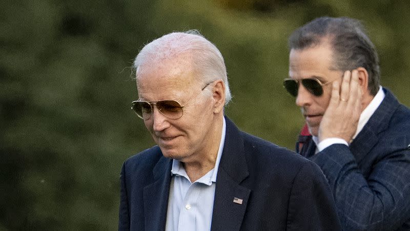 President Joe Biden and his son Hunter Biden arrive at Fort McNair on June 25, 2023, in Washington.