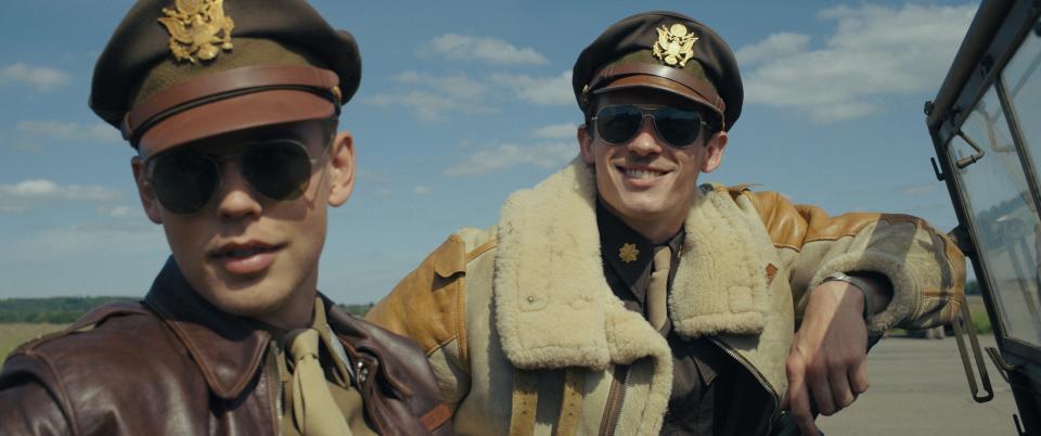 Austin Butler (left) and Callum Turner star as two (real-life) heroes from the 100th Bomber Group in "Masters of the Air," a new Apple TV+ series about the Allied bombing campaign aimed at winning World War II. The film led the two actors to a deep friendship.