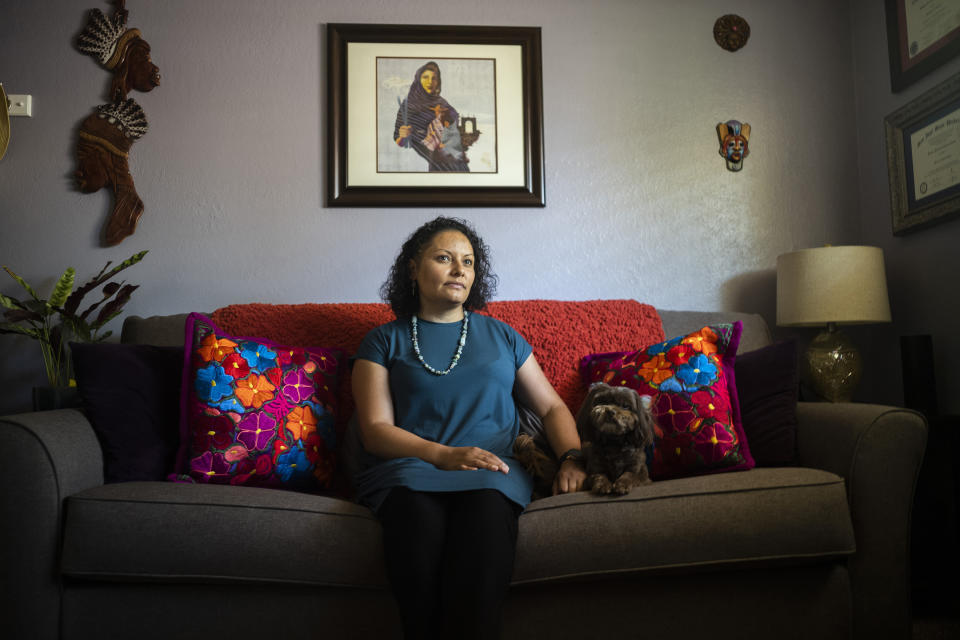 Sandra Celedon, líder de una coalición de organizaciones ciudadanas, en su casa en Fresno, California, el 21 de mayo de 2021. (Brian L. Frank/The New York Times)