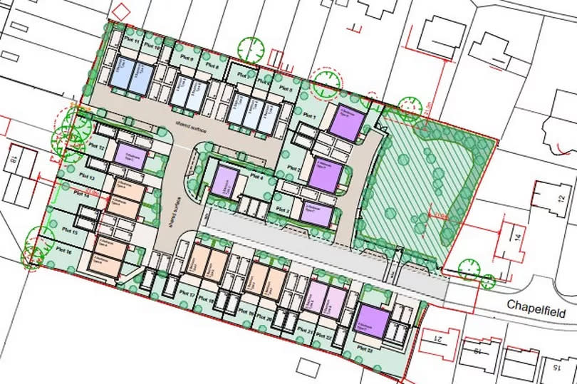 Plans for 23 homes on Chapelfield in Oakhill