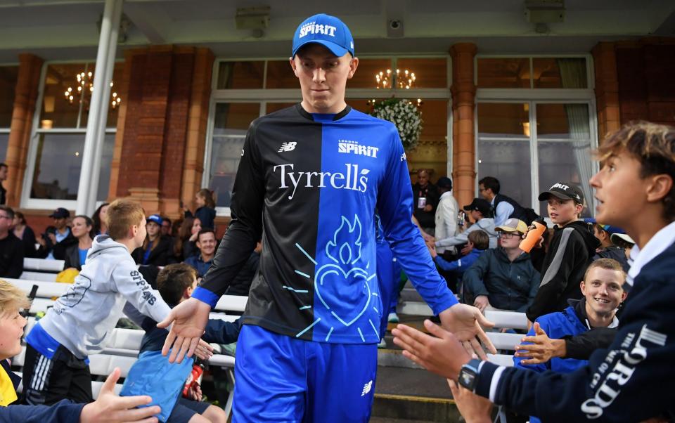 Zak Crawley of London Spirit looks on during The Hundred match between London Spirit Men and Southern Brave Men at Lord's Cricket Ground on August 08, 2023 in London, England