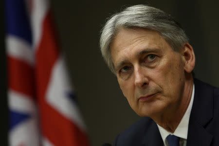 Chancellor of the Exchequer Philip Hammond attends a meeting with Brazil's Finance Minister Henrique Meirelles (unseen) in Brasilia, Brazil, July 31, 2017. REUTERS/Adriano Machado