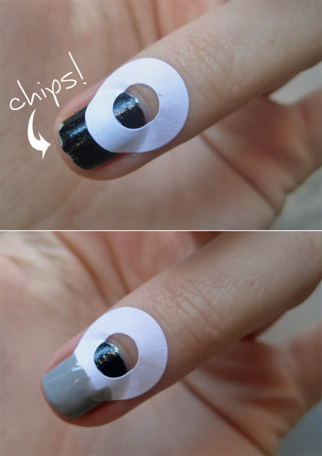 Use binder reinforcement stickers to help repair nail tips