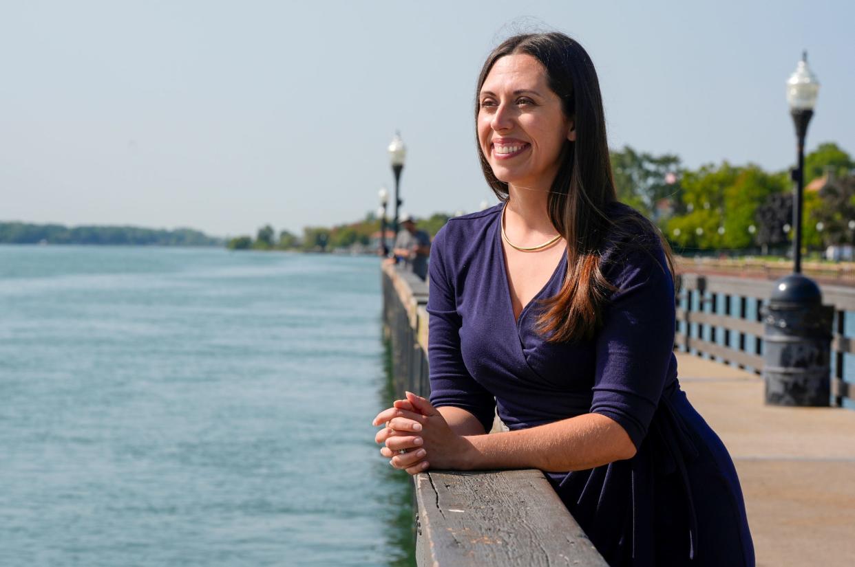 Jazmine Danci, a 2024 Shining Light Award winner of the Dave Bing Young Leader Award at Bishop Park in Wyandotte on Friday, Aug. 23, 2024. Danci is a award winner for her work at the Downriver Community Conference, a group that aims boost economic development across Downriver communities.