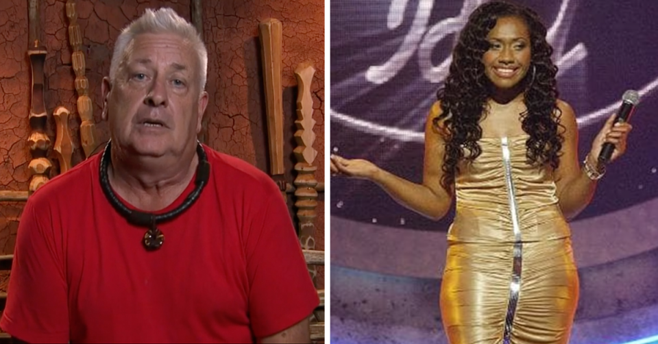 I'm A Celebrity's Dicko / Paulini wearing the gold dress on Australian Idol.