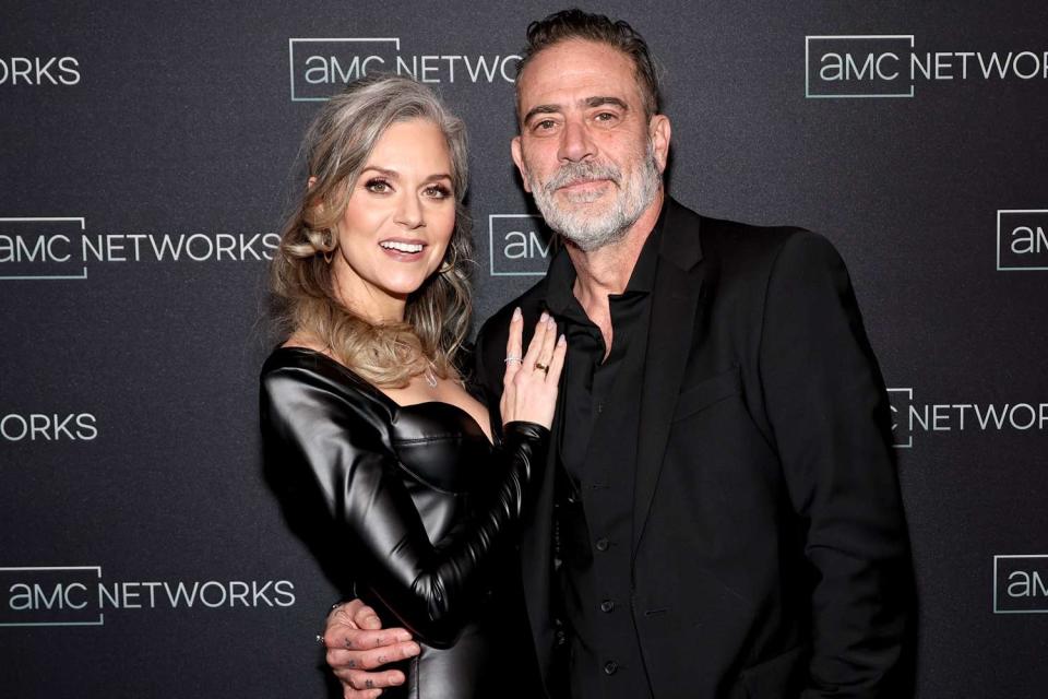 <p>Jamie McCarthy/Getty </p> Hilarie Burton and Jeffrey Dean Morgan attend the AMC Networks 2024 upfront in New York City