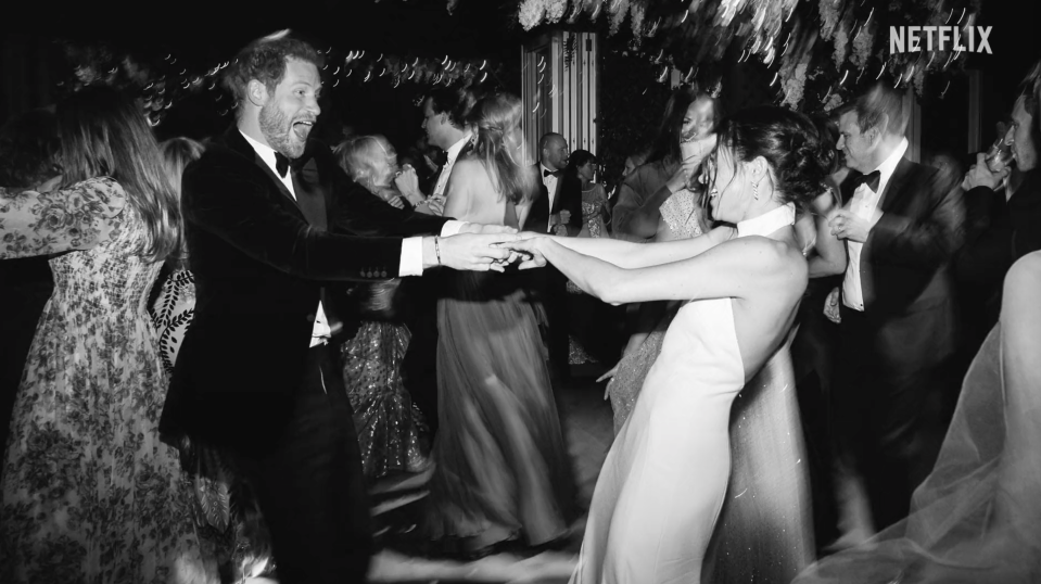 Harry and Meghan dance at their wedding reception.