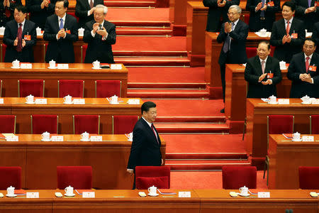 China's President Xi Jinping arrives for the closing session of China's National People's Congress (NPC) at the Great Hall of the People in Beijing, China, March 15, 2017. Picture taken March 15, 2017. REUTERS/Damir Sagolj