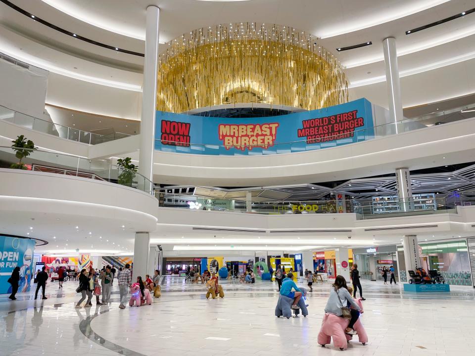 A Mrbeast Burger sign in the mall