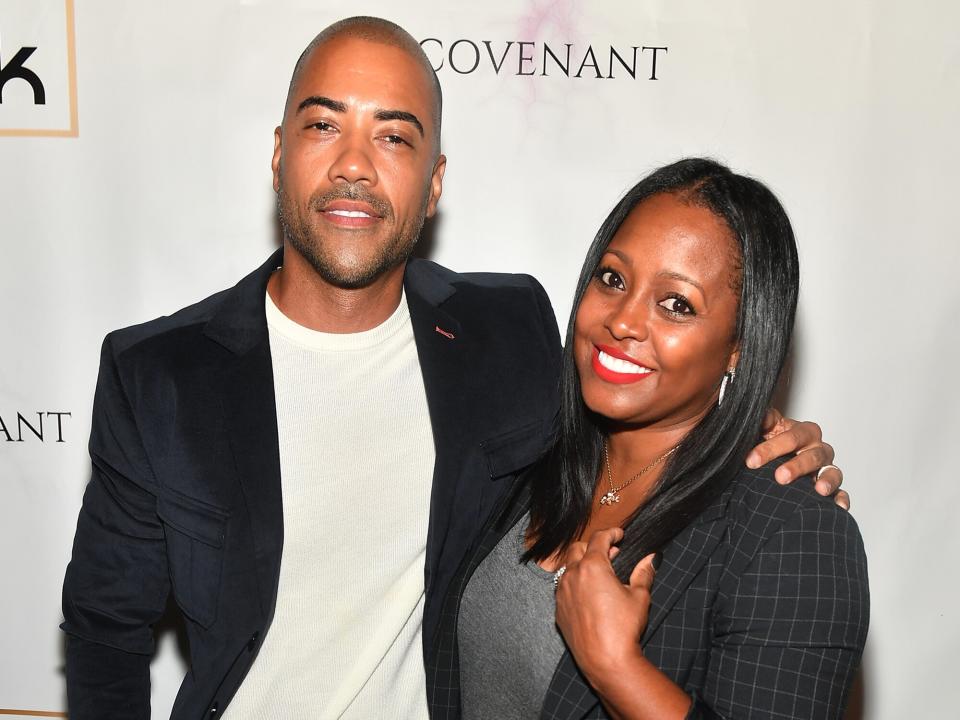 Brad James and Keshia Knight Pulliam attend "Covenant" Atlanta screening at Silverspot Cinema on October 14, 2021 in Atlanta, Georgia