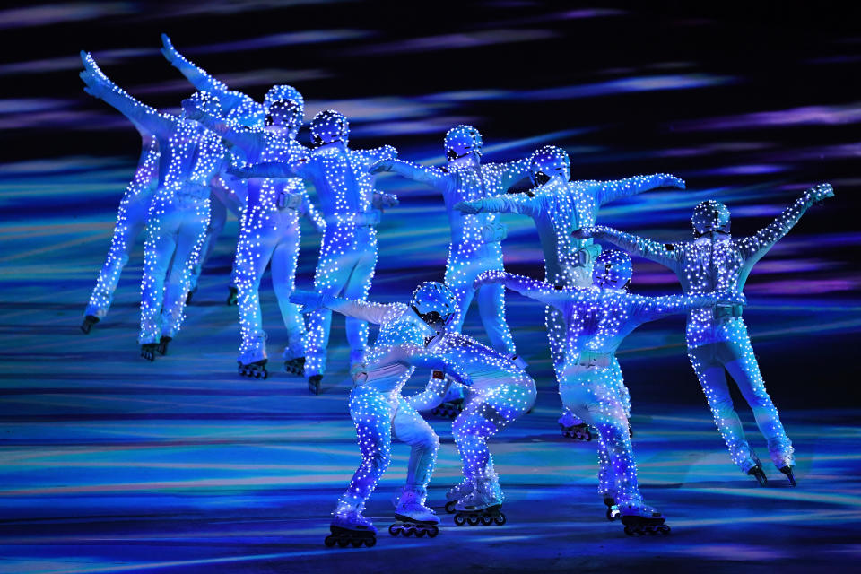 <p>Entertainers perform during the Beijing segment during the Closing Ceremony of the PyeongChang 2018 Winter Olympic Games at PyeongChang Olympic Stadium on February 25, 2018 in Pyeongchang-gun, South Korea. (Photo by David Ramos/Getty Images) </p>