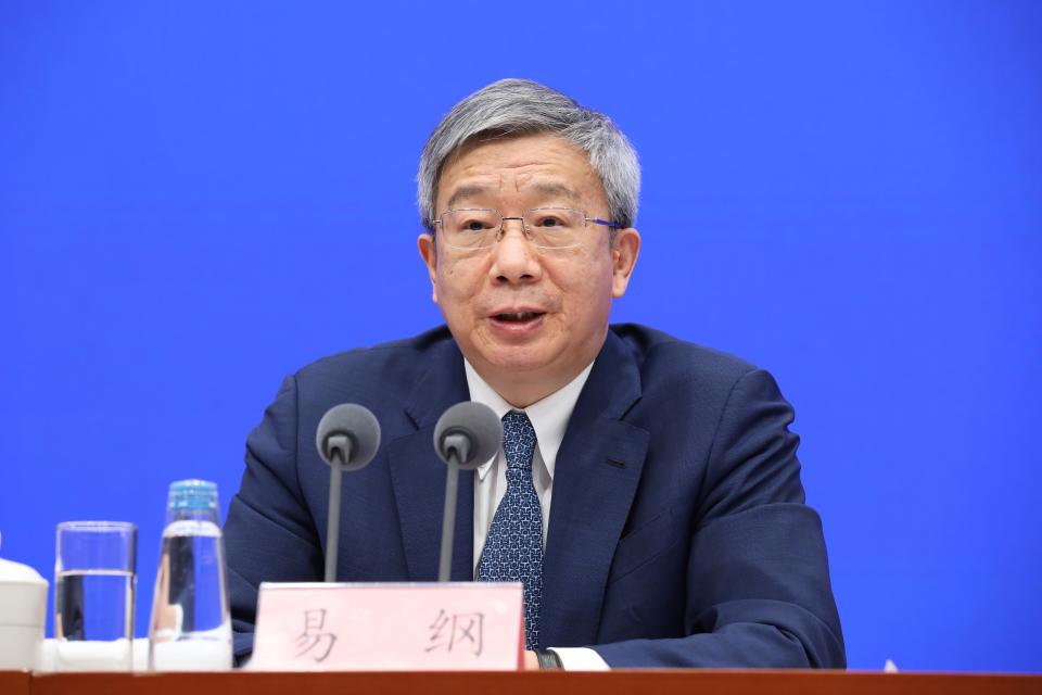 BEIJING, CHINA - MARCH 03: Yi Gang, Governor of the People's Bank of China, attends a State Council Information Office (SCIO) press conference on supporting the high-quality development of the real economy on March 3, 2023 in Beijing, China. (Photo by VCG/VCG via Getty Images)