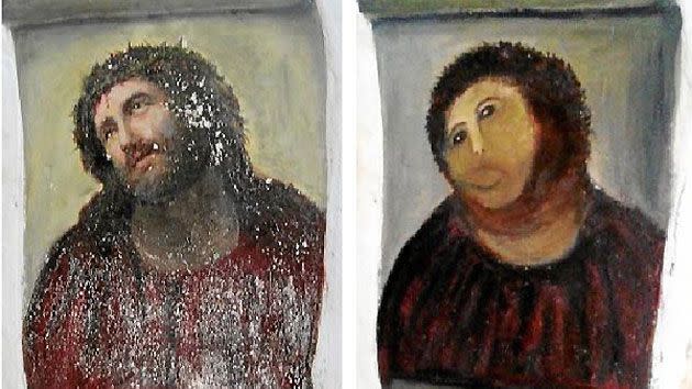The fresco - before and after