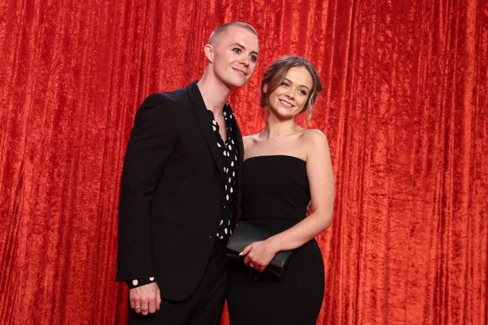 angus castle doughty and niamh blackshaw attend the british soap awards 2023 on june 03, 2023 in manchester, england