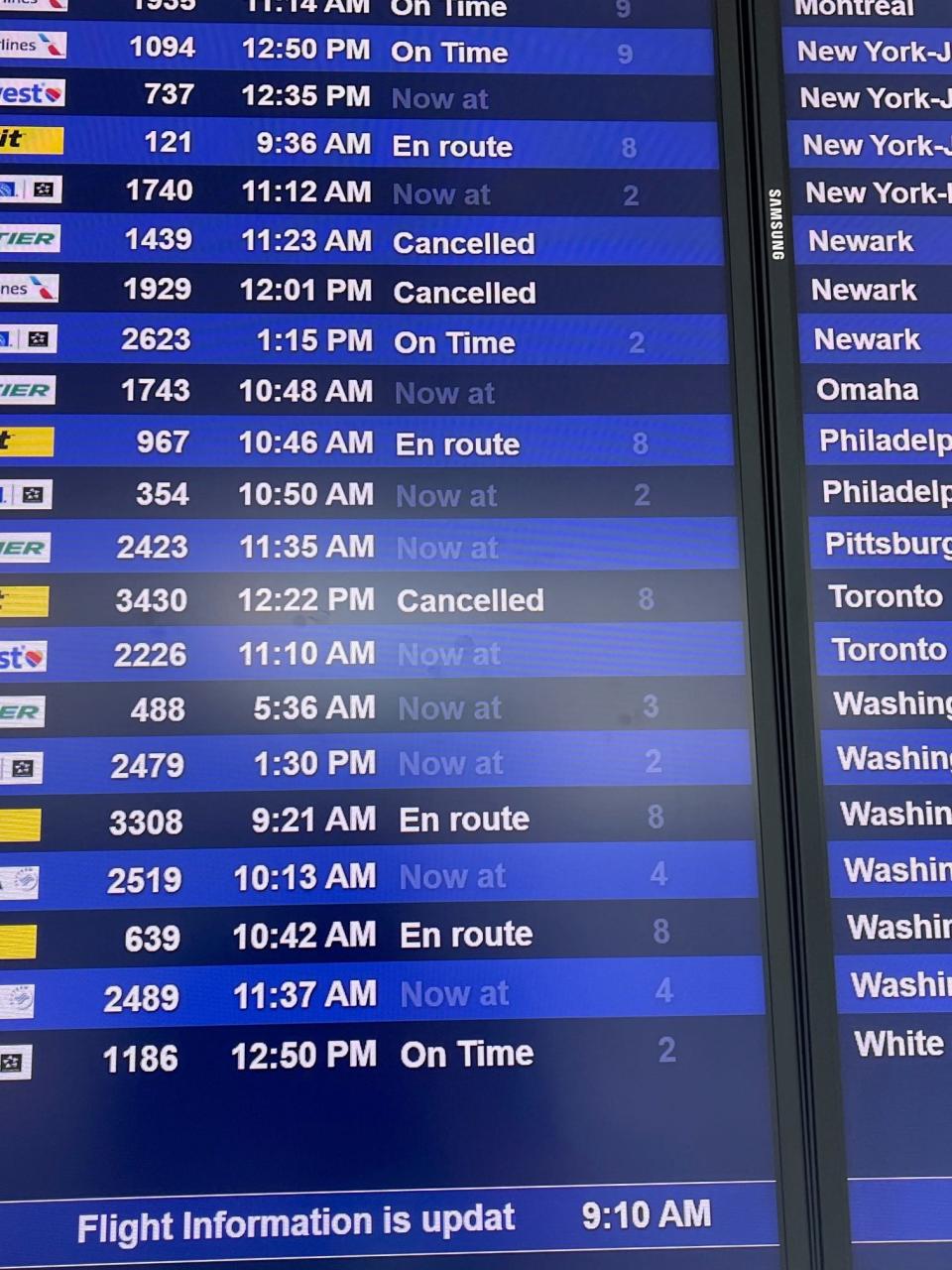 The thousands of flights cancelled or delayed Saturday and Sunday across the U.S. seemed to have little effect on travelers heading out from Southwest Florida International Airport on Sunday.