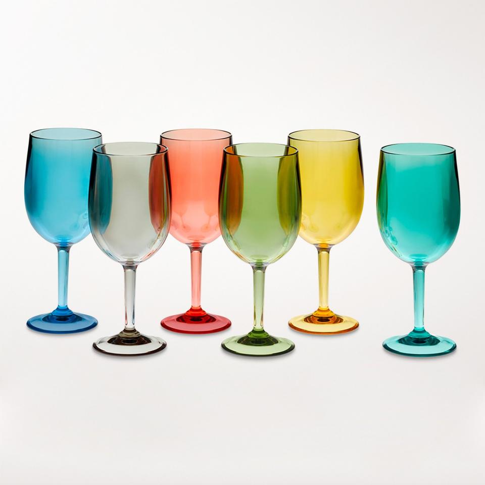 <p><a href="https://go.redirectingat.com?id=74968X1596630&url=https%3A%2F%2Fwww.williams-sonoma.com%2Fproducts%2Fduraclear-resource-wine-glasses%2F&sref=https%3A%2F%2Fwww.housebeautiful.com%2Fshopping%2Fhome-accessories%2Fg60342017%2Fshop-and-tell-editors-favorite-barware%2F" rel="nofollow noopener" target="_blank" data-ylk="slk:Shop Now;elm:context_link;itc:0;sec:content-canvas" class="link ">Shop Now</a></p><p>Tritan Outdoor Multicolored Wine Glasses, Set of 6</p><p>$79.95</p>