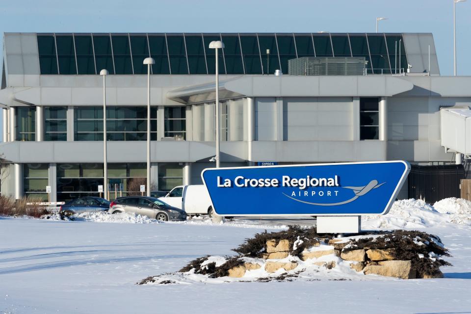 The airport terminal is shown Feb. 10, 2021, on French Island in La Crosse. At least 40 wells that provide drinking water for residents near the airport were found to be contaminated with PFAS that are above recommended standards.