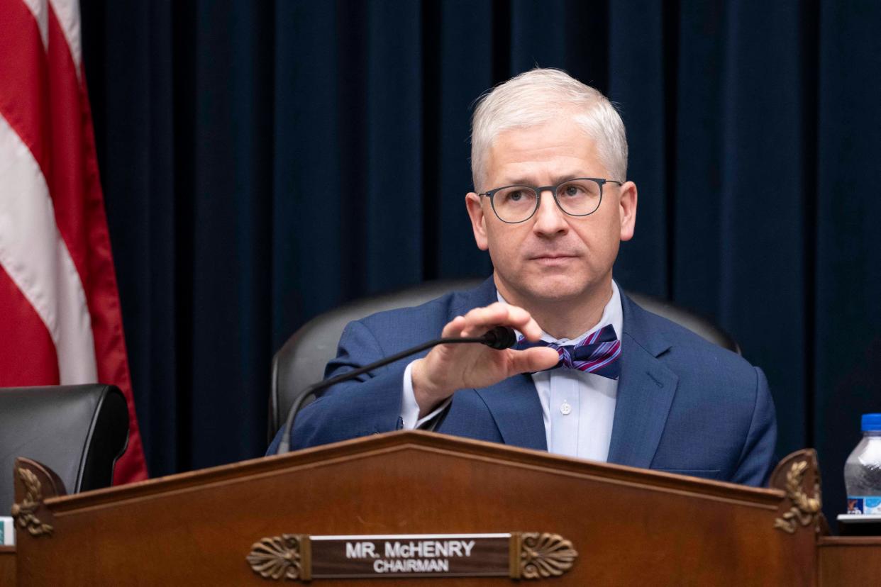 Congressman Patrick McHenry, Chairman of the House Committee on Financial Service looks on during "The Annual Report of the Financial Stability Oversight Council" hearing on Capitol Hill in Washington, DC, on February 6, 2024.