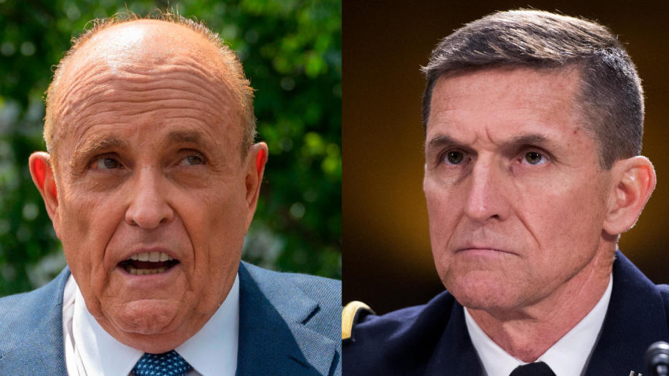 Rudy Giuliani and Michael Flynn. / Credit: Jim Watson/AFP and Tom Williams/CQ Roll Call via Getty Images