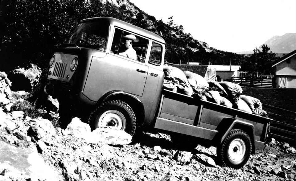 <p>Far and away one of the coolest pickup trucks ever made, Jeep's FC-series hits the market in 1957. Engine choices include a 72-hp (SAE gross) L-head four-cylinder in the 3/4-ton FC-150 or a 115-hp inline-six in the 1-ton FC-170. Two wheelbases are offered, but both iterations are solidly stubby in appearance; combined with the FC's endearing happy face and go-anywhere capability (not to mention a bevy of power take-offs and tractorlike attachments), it is a natural mechanical farmhand from day one.</p>