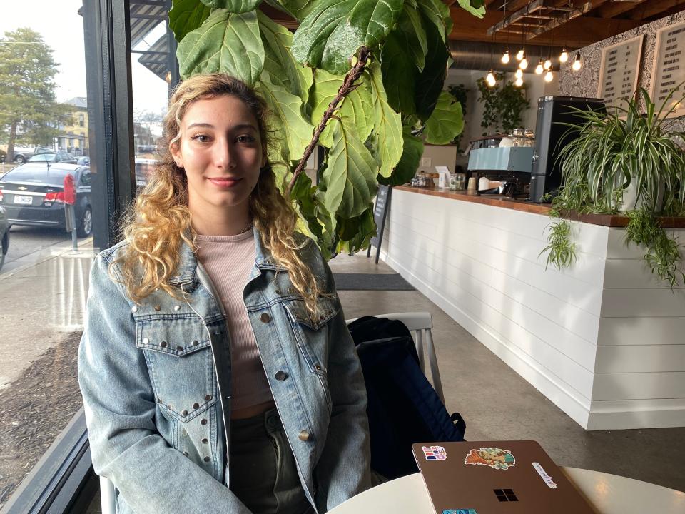 Columbia College Turkish student Beyza Bektasoglu on Tuesday, Feb. 21, 2023, inside Acola Coffee.