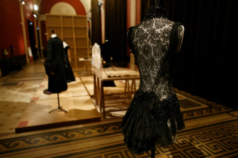 Dresses are pictured during an exhibition of the wardrobe of Elisabeth, Countess Greffulhe, the 20th century's first great fashion trendsetter, who drove Marcel Proust to distraction