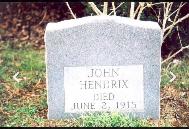 The tombstone of John Hendrix.