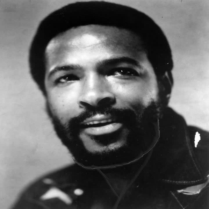 Marvin Gaye in a close-up portrait