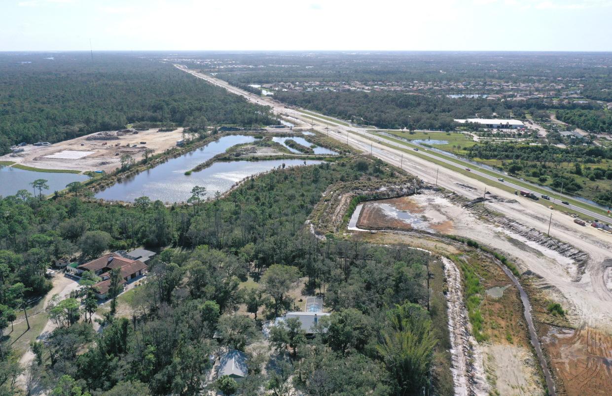 This aerial image shows a five-acre site Sarasota County purchased from the Rebecca Lee Morgan Revocable Living Trust. The home site is south of East Venice Avenue and adjacent to a borrow pit that the Florida Department of Transportation owns and contractors are using for the widening of River Road.