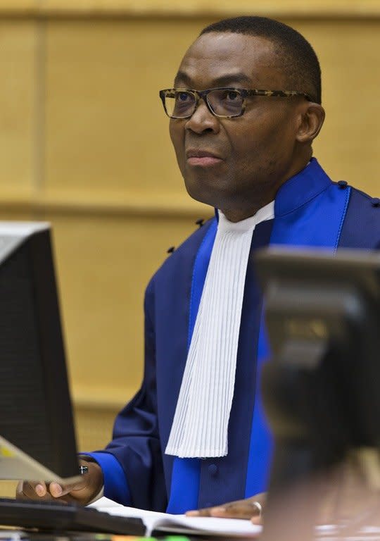 Judge Chile Eboe-Osuji sits in the courtroom before the trial against William Ruto at the International Criminal Court in The Hague on September 10, 2013