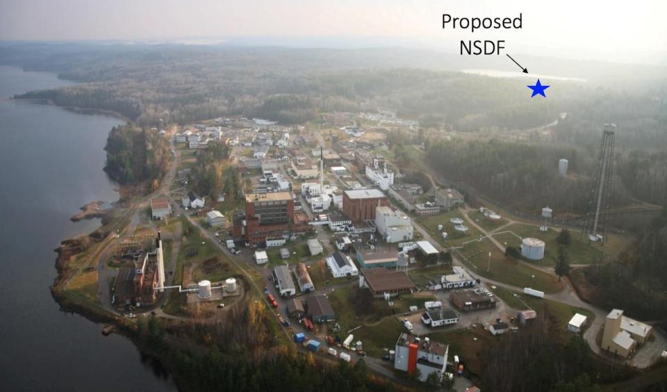 The near surface disposal facility (NSDF) proposed by the privately owned Canadian Nuclear Laboratories would be on a ridge one kilometre from the Ottawa River, not far from Chalk River Laboratories in the foreground.