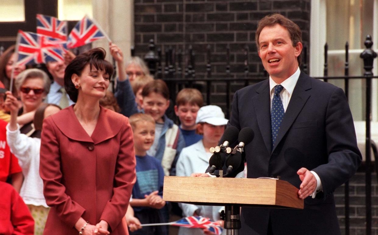 Cherie and Tony Blair outside 10 Downing Street in May 1997