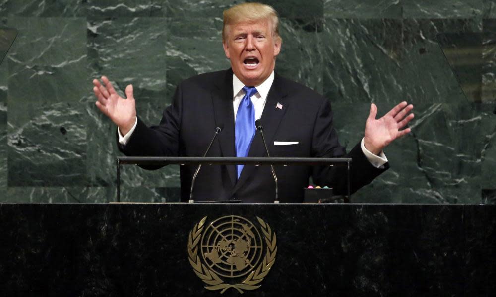 Donald Trump addressing the UN