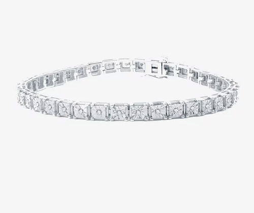 1/2 CT. T.W. Genuine White Diamond Sterling Silver 7.5 Inch Tennis Bracelet