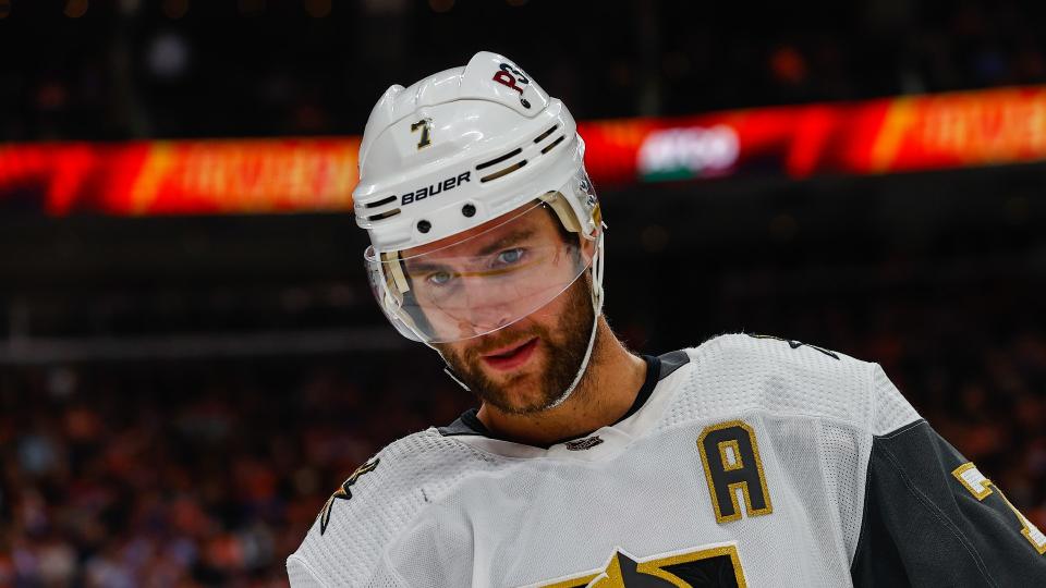 Alex Pietrangelo missed nine games after his daughter suffered a brain lesion that caused her to lose motor function. (Getty Images)