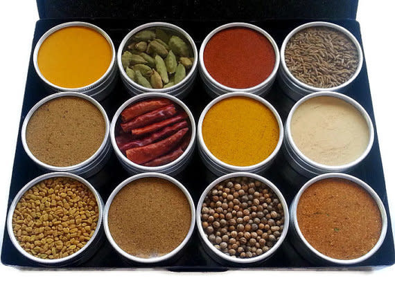 Indian Spice Kit&nbsp;<br />$34.95, <a href="https://www.etsy.com/listing/187411886/indian-spice-kit-christmas-gift-spice?ga_order=most_relevant&amp;ga_search_type=all&amp;ga_view_type=gallery&amp;ga_search_query=masala%20spice&amp;ref=sc_gallery_4&amp;plkey=3627e33d38eb3ebce9f74875058152abc6de49de:187411886" target="_blank">Etsy.</a>