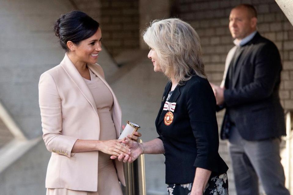 Meghan Markle at the National Theatre, among her new patronages, on January 30, 2019.