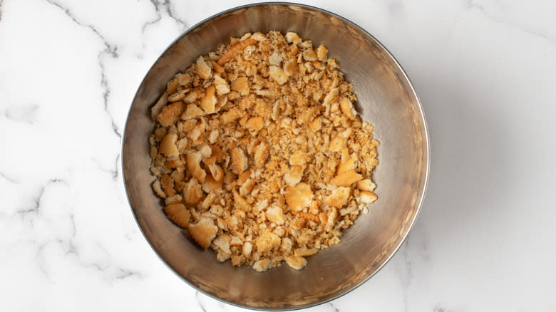 ritz cracker mixture in bowl