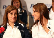 (L-R) Diana Lopez and Ondina Lopez attend US Olympic hopefuls press event to announce P&G's "Thank you, Mom" gift on May 8, 2012 in New York City. (Photo by Paul Zimmerman/Getty Images for P&G)