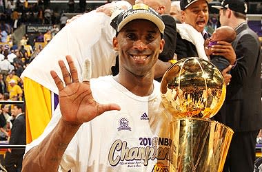 Kobe Bryant celebrated his fifth championship in 2010 after leading the Lakers to back-to-back titles with a victory over the Celtics in Game 7 of the Finals