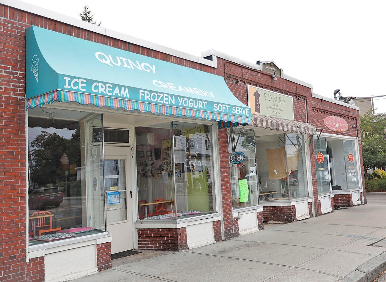 The three-storefront building on Franklin Street that houses the Quincy Creamery and Edmea Tailoring will close Aug. 15.