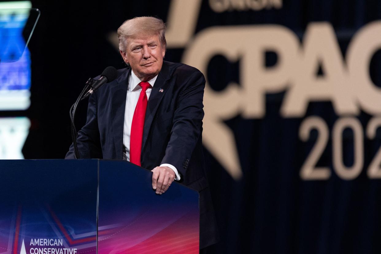 Former US President Donald Trump speaks at the Conservative Political Action Conference (CPAC) in Dallas, Texas on July 11, 2021 (AFP via Getty Images)