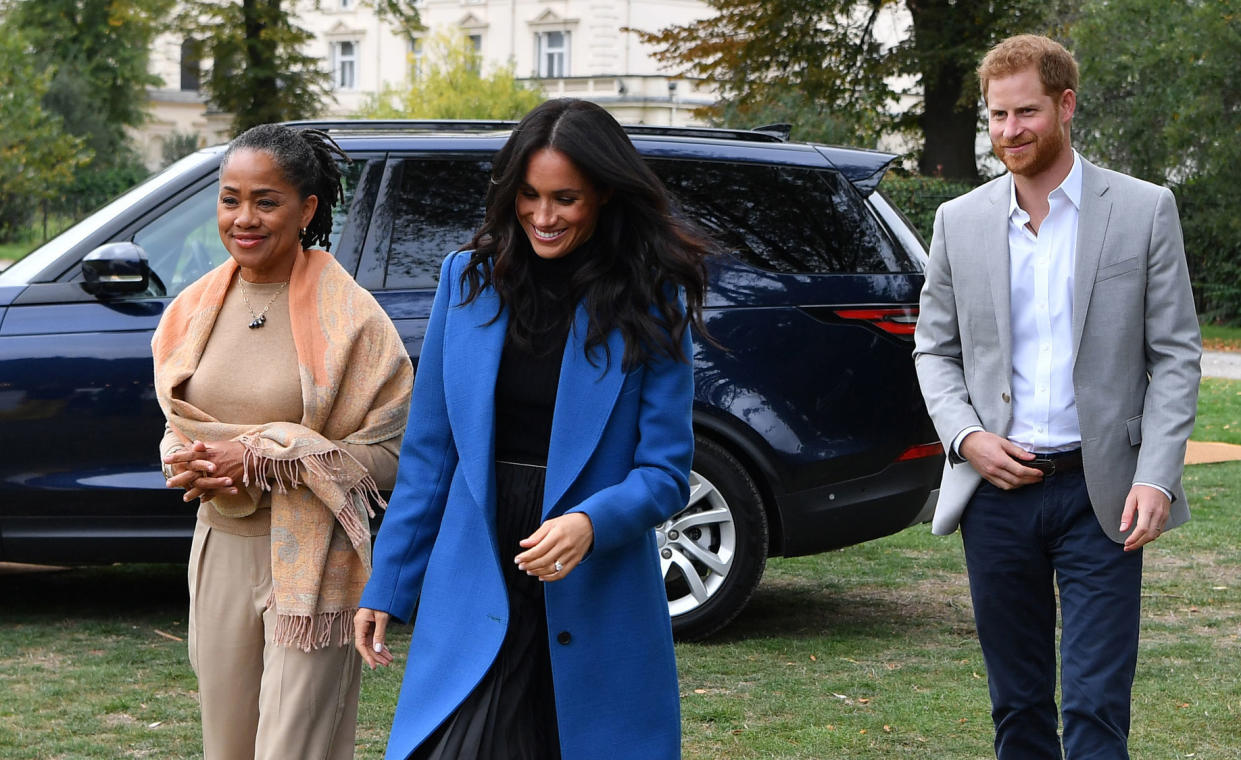 Doria, photographed last month at Kensington Palace, with Meghan and Harry [Photo: PA]