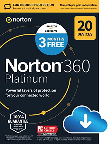 Norton 360 Platinum 2023, Antivirus software for 20 Devices with Auto Renewal - 3 Months FREE -…