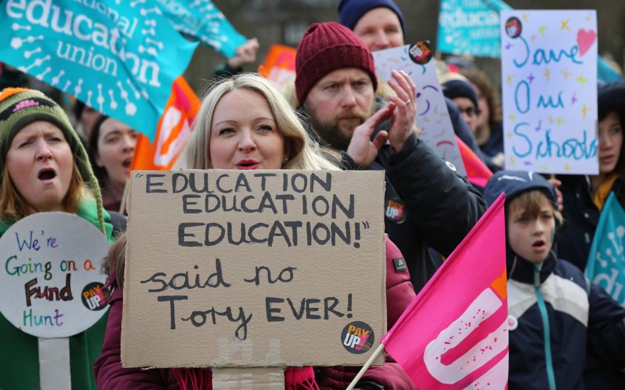 Striking teachers and their supporters in Cambridge - Martin Pope/Getty Images