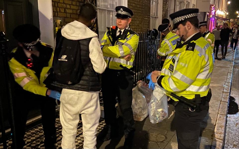 Operation Vigilant officers stop and search two men in Soho (Anthony France)