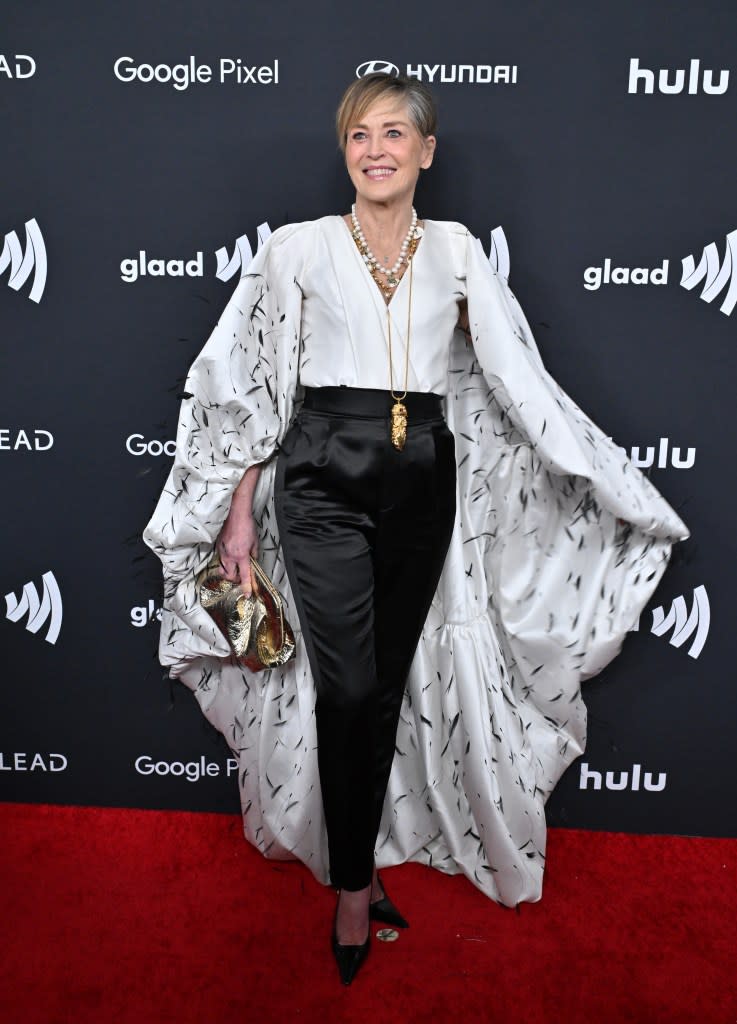 Sharon Stone at the GLAAD media awards on Thursday night. FilmMagic