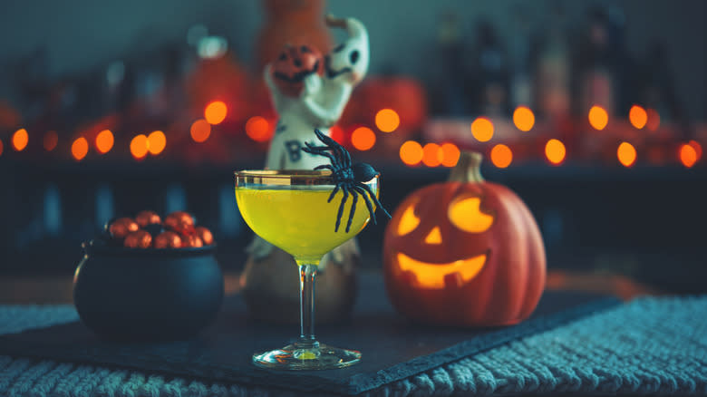 Cocktail and Halloween decorations