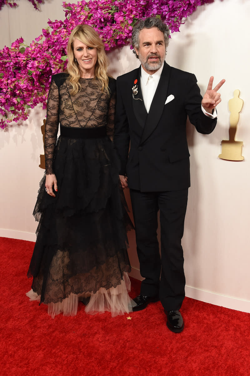 Sunrise Coigney and Mark Ruffalo at the 96th Annual Oscars held at Ovation Hollywood on March 10, 2024 in Los Angeles, California.